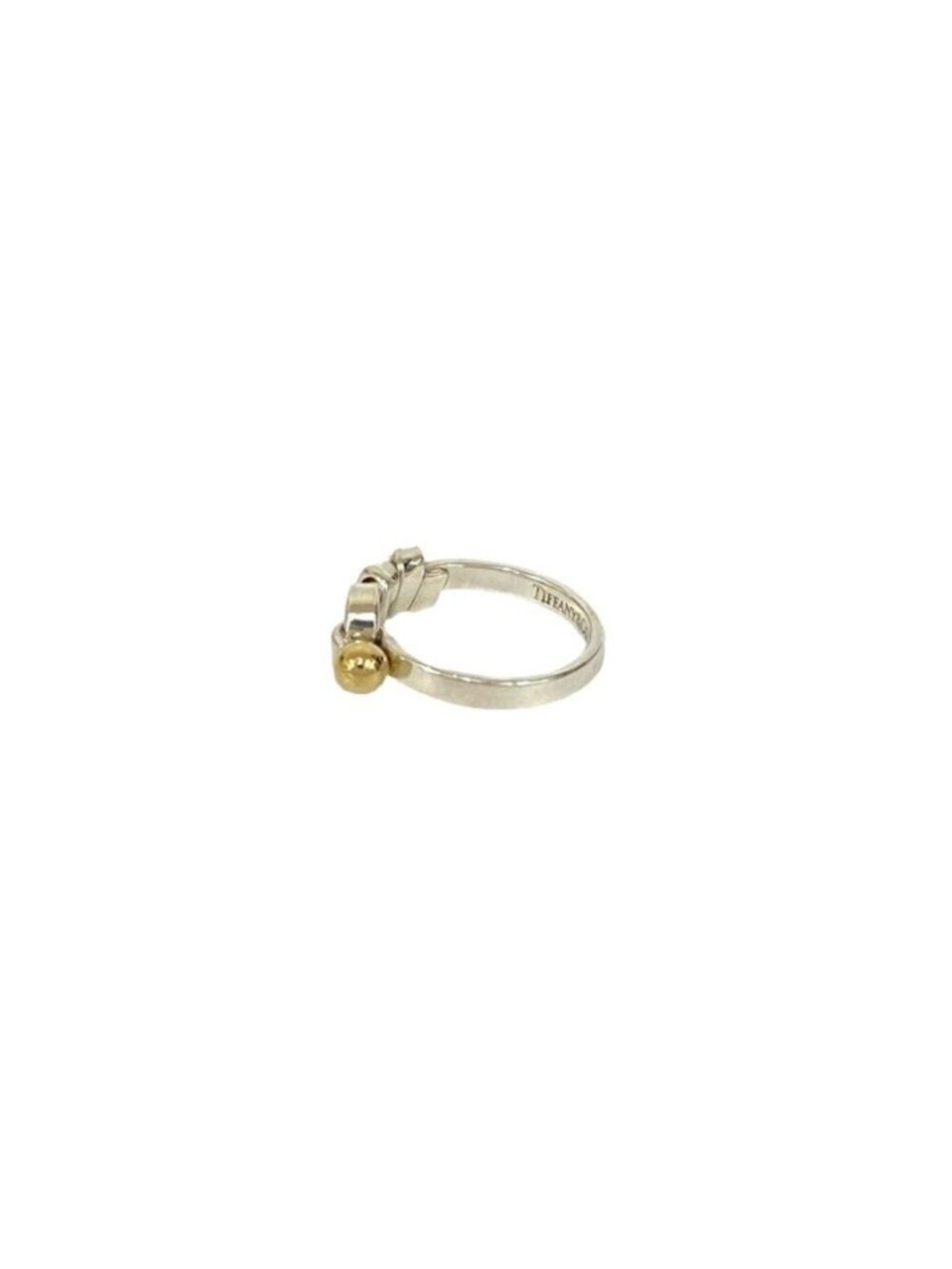Tiffany & Co Flat Wire Ring Hook Eye 925 Sterling Silver 18k Yellow Gold - Picture 5 of 8